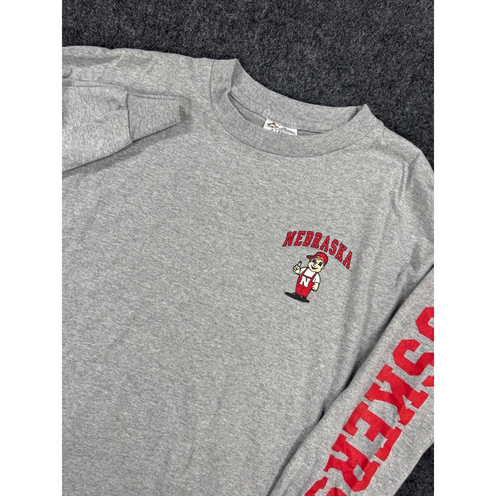VTG Nebraska Huskers Herbie Husker Long Sleeve T Shirt USA Gray XL Made In USA